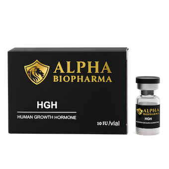 HGH 10 iu single vial Alpha BioPharma front view